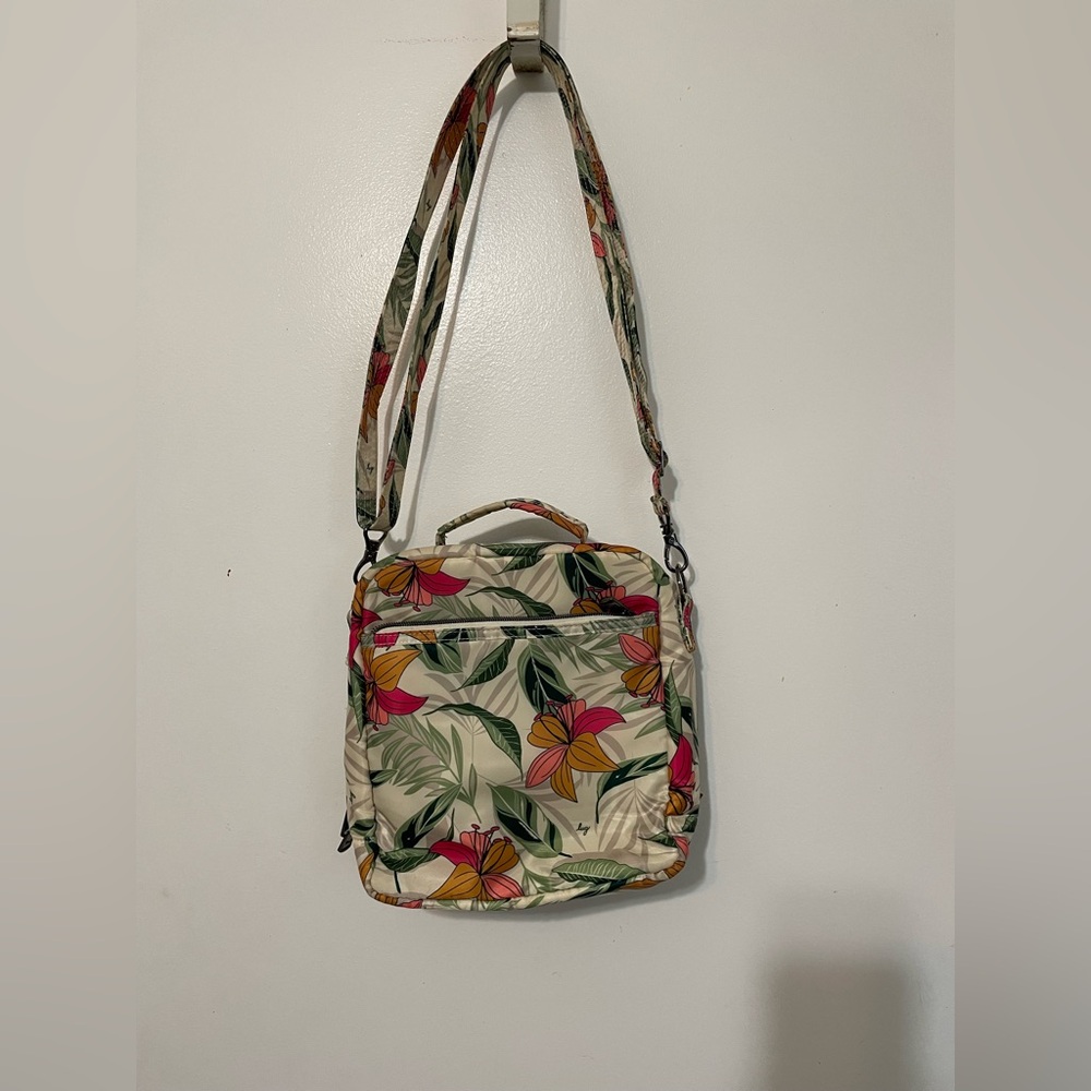 Lug Ranger Lily Sand Floral Crossbody Multipurpose Bag Quilted front 11” x 10”